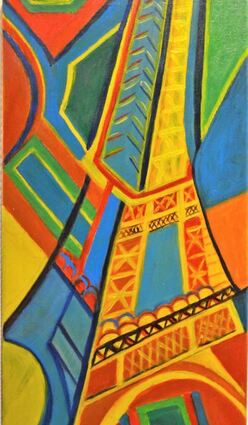 Den „Eiffelturm“ hat Waltraud Jehn mit Acrylfarbe als Pop Art gestaltet.