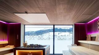 Saunieren mit Aussicht: die finnische Sauna in der „Nature Spa“ im Tower.