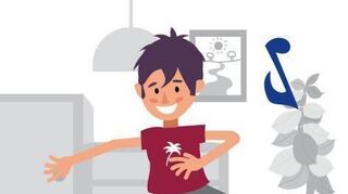 Arme und Beine gehen im Rhytmus mit.