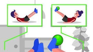 Noch schwieriger für die Bauchmuskeln wird es, wenn man versucht, während der Übung die Hände in der Luft zu lassen.
