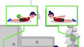 Wir legen uns auf den Bauch und schauen uns an. Einer kreist den Ball einmal mit gestreckten Armen hinter dem Rücken und übergibt diesen dann vorne an sein Gegenüber.