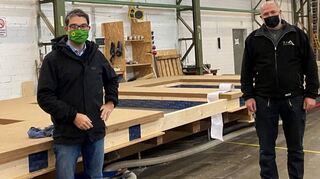 Andre Baumann und Thomas Griesser bei einem Firmenbesuch im Januar.