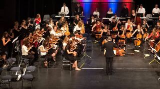 Das Sommerkonzert 2019 in der Stadthalle: Auf einen solchen Moment freuen sich Christian Palmer und die Musiker der Musikschule.