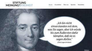 Die Redaktion erhielt vorab einen Einblick auf den Internetauftritt der Stiftung "Meinung &amp; Freiheit". Dort sind Zitate zu finden wie das von Voltaire (im Bild), aber auch von Politikern der heutigen Zeit.