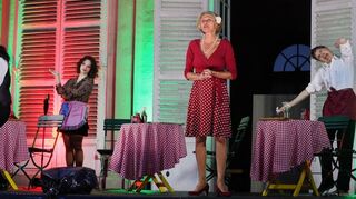 Tolles Musiktheater von und mit: Daniele Veterale als singender Oberkellner Leonardo, Lisa Pellegrinon als spionierendes Haus-mädchen Putzi, der wunderbaren Nici Neiss als Hotelchefin Hanna Vogelgruber und Jonas Werling als kiffender Praktikant Philipp.