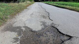 Der von der Ketscher Landstraße abgehende Wirtschaftsweg in Richtung Schlossgarten muss dringend saniert werden