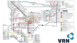 Der Liniennetzplan im Bereich Schwetzingen – Hockenheim.