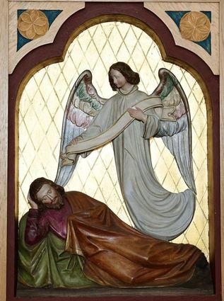 Den Seinen gibt’s der Herr im Schlaf. In dieser Darstellung der Schutzengelkirche wird der Dienst als Bote überdeutlich.