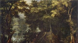 Der flämisch-niederländische Künstler Gillis van Coninxloo schafft das Ölgemälde im Jahr 1605 auf Eichenholz.