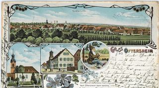 Eine der ältesten Lithografien der Gemeinde: Die abgebildete Postkarte von Oftersheim stammt von 1903.