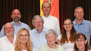 Sigurd Schwab (v. l.), Jürgen Gundt, Patricia Rebmann, Joachim Dahlhaus, Tobias Distler, Dr. Elisabeth Dahlhaus, Linda Uchlier, Vera Feil und Thomas Kreuzer bei der Auszeichnung Ehrenamtlicher.