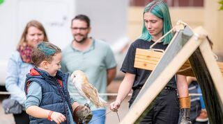 Ein tolles Erlebnis: Die Vögel des Falkners Thorsten Iwersen dürfen die kleinen und großen Besucher halten.