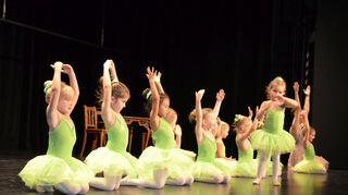 Die Jüngsten der Ballettschule Eder begeistern das Publikum in der Hockenheimer Stadthalle mit ihrem „Tanz der Erbsen“.