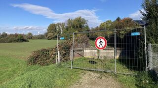 Seit Jahren ist der Weg über den Hochwasserdamm zwischen Schwetzinger Wiesen (l.) und Fasanerie (r.) gesperrt. Diese Sperrung wird auch noch länger andauern.