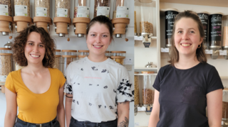 Die Inhaberinnen der zwei Mannheimer Unverpacktläden: (V. l.) Bianca Kollinger, Darlene Podhajsky (grünkern unverpackt) und Priska Epping (Priska's).