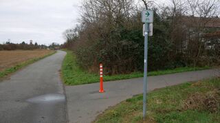 Aus Richtung Heidelberg kommend führt der Radweg nach Schwetzingen (am Horizont) nach rechts über das südlichste Wohngebiet von Plankstadt und in einem Schlenker über den Tunnel der B 535. Dieser Umweg soll beim Schnellweg vermieden werden.
