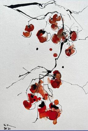 Sehr sensibler Stil: Ein Bild von Leila Nik, das sie 2020 gemalt hat. Die iranische Künstlerin möchte Harmonie mit der Natur vermitteln.