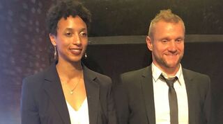 Malaika Mihambo und Dirk Oswald beim gemeinsamen Oftersheimer Siegerfoto. Bild: Lin