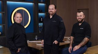 Küchenchef Timo Steubing, Patron Tristan Brandt und der „fürs Süße“ zuständige Patissier Logan Seibert (von links).