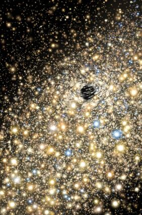 Nur nicht im Loch versinken: Darstellung von Sternen um ein Schwarzes Loch.