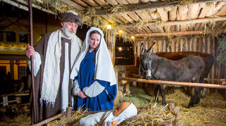 Die lebende Krippe verzaubert die Besucher des Weihnachtsdorfs in Andernach in der Ferienregion "Romantischer Rhein". Auf dem Marktplatz treten im großen Holzstall Maria und Josef, Hirten, Engel und die drei Weisen aus dem Morgenland auf. Die Darsteller gehören der Andernacher Prinzengarde an. Sie erzählen die Weihnachtsgeschichte, eine Inszenierung, die mit Liedern untermalt ist, aber ohne Dialoge auskommt. Dabei wirken auch echte Esel, Schafe und Ziegen mit.