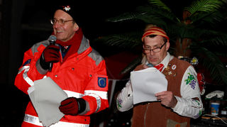 Bürgermeister Dr. Ralf Göck und Martin Beuchert, Häsbeauftragter der Vereinigung Badisch-Pfälzischer Karnevalvereine, moderieren.