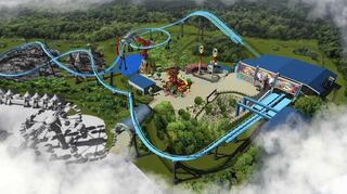 Die neue Achterbahn im neuen Themenbereich Lego Mythica verläuft um das Areal.