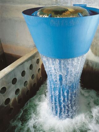 Innenaufnahme des Wasserwerks: Hier wird das Trinkwasser aufbereitet.