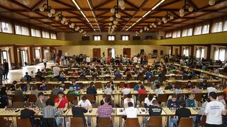 Das Jugend-Grand-Prix-Turnier des Schachclubs 1922 in der Rheinhalle ist für Kinder und Jugendliche einr beliebte Gelegenheit für den Schnellschachvergleich.