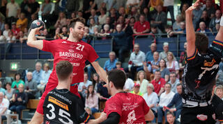 Florian Burmeister beim Spiel der HG Oftersheim/Schwetzingen gegen DHK Flensborg.