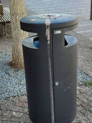 Die Größe der Mülleimer ist nicht ausreichend. Ein „Testmülleimer“ mit einem größeren Volumen wurde am „Schwätzbänkle“ auf den Kleinen Planken installiert.
