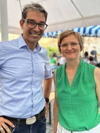Dr. Andre Baumann und Franziska Brantner blicken auf die Grünen-Politik.