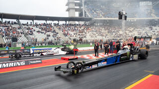 Das Duell des Wochenendes in der Königsklasse der Top Fuel Dragster - Ida Zetterström (l.) gegen Jndia Erbacher bei den NitrOlympX in Hockenheim