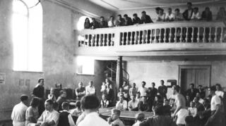 Seit 1947 ist die Halle die Heimstatt der TV-Tischtennisabteilung. Das Bild stammt aus den 1960er Jahren.