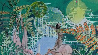 Der „Erde so nah“ ist der Titel einer neuen Ausstellung der Künstlerinitiative Schwet-zingen (KIS). Das Werk „Ur-Sprung“ von Karin Posmyk ist dabei zu sehen.