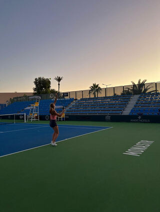 Aufwärmtraining beim ITF in Monastir.