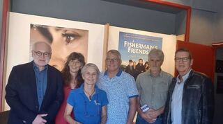 Eberhard Reuß (v. l.), Helga Erbacher (Technoseum Mannheim), Doris Steinbeißer (Central Kino), Dieter Rey (Heimatverein), Klaus Triebskorn (Verein für Heimat- und Brauchtumspflege Brühl/Rohrhof) und Peter Scholz (Heimatverein).