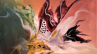 Von Stefania Gutting stammt das Gemälde „Feuervogel“, Acryl auf Leinwand, 60 mal 50 Zentimeter, das in der Ausstellung am Kerwewochenende zusammen mit vielen anderen in der Turnhalle zu bewundern ist.