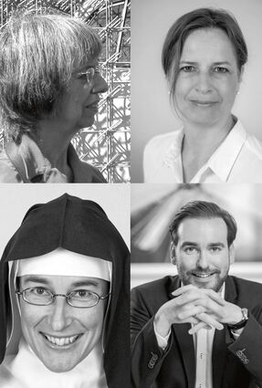 Die vier Referenten der Humanismustage. Gisela Späth (oben v. l.), Heike Görner, Schwester Dr. Maura Zátonyi und Andreas Sturm.