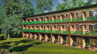 Im März 2024 erweitert das Legoland-Feriendorf sein Übernachtungsangebot um die Waldabenteuer-Lodge mit passendem Themenrestaurant und Spielplätzen. So soll das Gebäude aussehen.