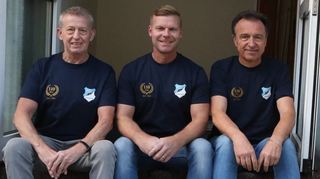 Der Vorstand des Angelsportverein ASV 1913 Schwetzingen im Jubeljahr mit Jürgen Bruckbauer (Finanzen, v.l.), Markus Strube (erster Vorsitzender) und Klaus Fassner (zweiter Vorsitzender).