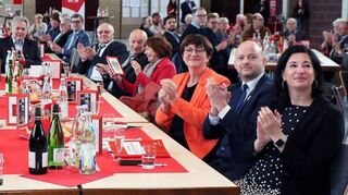 Jubiläumsmatinee zu 120 Jahre SPD-Ortsverein Oftersheim mit Saskia Esken (SPD-Vorsitzende) in der Kurpfalzhalle.