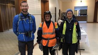 Guy Goffin (v. l.), Joegers Pierrol und Isabelle Meunier reisten extra aus Belgien an. Sie wandern 50 Kilometer.