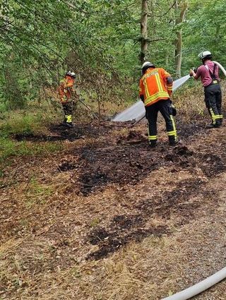 Bei einem Waldbrand ist große Eile oberstes Gebot, die Ketscher Kameraden sind darauf perfekt vorbereitet.