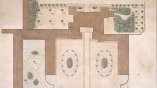 Der Ehrenhof des Schlosses verlor im 19. Jahrhundert seine ursprüngliche Funktion. Hier ist der Plan von Gartenbaudirektor Johann Michael Zeyher.
