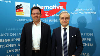 Die Bundestagsabgeordneten Dr. Malte Kaufmann aus Heidelberg (l.) und Marc Bernhard aus Karlsruhe.
