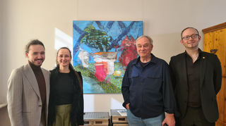 Künstler im Gespräch beim Salon M3 in Speyer.
