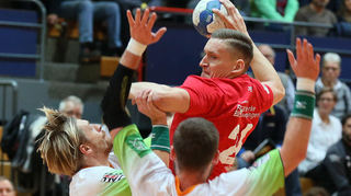 Daniel Hideg – hier noch im Trikot der HG Oftersheim/Schwetzingen im Jahr 2019 – will mit Ferndorf in die 2. Bundesliga.