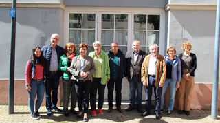 Sabrina Koob (v. l.) von der Stadtverwaltung, Siegbert Brand und Bozena Brand vom Freundeskreis Gniezno, Bürgermeisterin Monika Kabs, Barbara Mattes vom Freundeskreis Ravenna, Dr. Matthias Nowack vom Freundeskreis Chichester, Manfred Fahrner und Günther Ott vom Chartres-Freundeskreis, Claudia Degott-Leitmeyer vom Freundeskreis Chichester und Tanja Binder von der Stadtverwaltung Speyer setzten sich für Städtepartnerschaften ein.