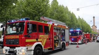 Mehrere Feuerwehrautos säumen am frühen Donnerstagabend den Schlossplatz.